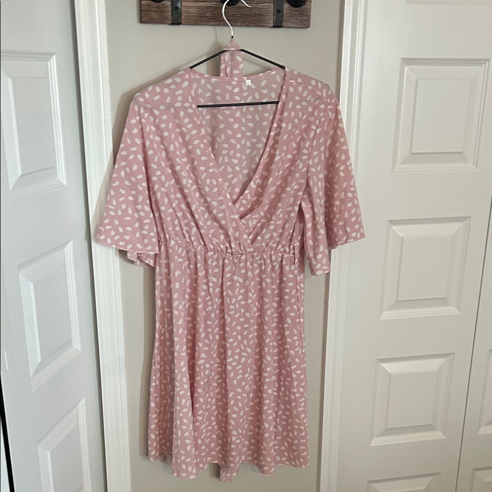 Pink Floral Wrap Dress